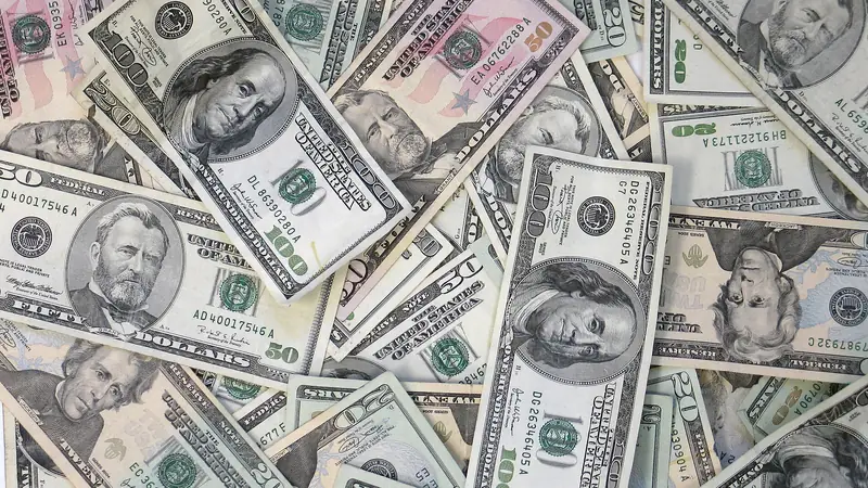 A spread of US dollar banknotes